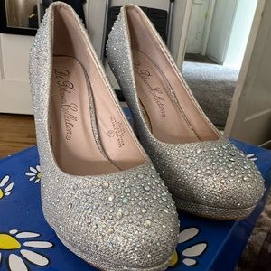 Silver sparkly heels